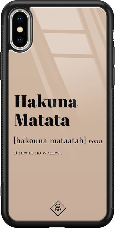 Casimoda® hoesje - Geschikt voor iPhone Xs Max - Hakuna Matata - Luxe Hard Case Zwart - Backcover telefoonhoesje - Grijs