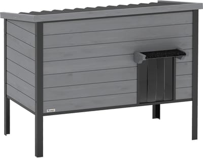 Kattenhuis - Voor buiten - Hok - Kooi - Bench - Ren - 1 verdiepingen - duurzaam - Lichtgrijs + Zwart