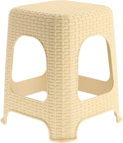 KADAX Kruk van kunststof, opstapkruk, tot 120 kg, rotankruk met antislipvoeten, badkruk, woonkruk, lichte zitkruk, tuinkruk, kruk (beige)