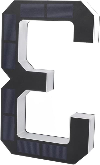 GOWENIC LED-huisnummer op Zonne-energie Stijlvol Ontwerp Automatische Lichtsensor Verlicht Adresnummer voor Thuishotelwinkel, Waterdicht ABS PC 9 Inch