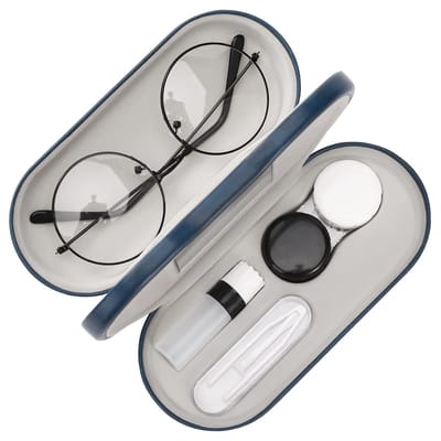 Dailygoods- Brillenkoker Dubbellaags - 2-in-1 Zonnebrillendoos - Contactlenzenhouder - Lichtgewicht Opbergetui - Dames/Heren/Kinderen - Schokbestendig en Beschermend - Brillenetui
