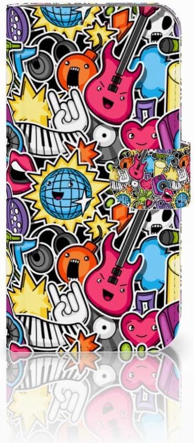 Samsung Galaxy A40 Wallet Case met Pasjes Punk Rock