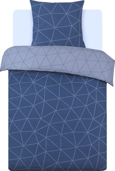 VISION Hugo - Tweezijdig omkeerbaar Dekbedovertrekset - 100% katoen: zacht en soepel - Eenpersoons - Dekbedovertrek 140 x 200 cm met 1 bijhorende sloop - Blauw - Oekotex gecertificeerd