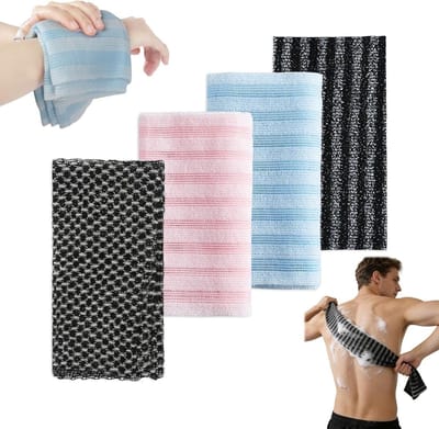 Peeling Handdoeken - Douche Handdoeken - Huid Reinigen - Extra Lang Design - Set van 4 - 4 Kleuren