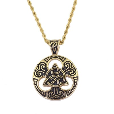 Nieuwe Mode Scandinavische Viking Retro Punk Sieraden Keltische Knoop Hanger Ketting beige