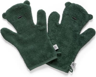 Sebra - Washandje Beer (Set van 2) - Washandjes - Bottle Green