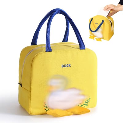 Dailygoods- Lunchtas Geïsoleerd - Eendjespatroon - Waterdicht - Herbruikbare Koeltas - Stevige Handgrepen - Voor Kinderen en Volwassenen - Lunchbox