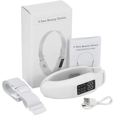 Gezichtshefapparaat LED Fotonentherapie Machine Gezicht Afslanken Trillingen Massager Dubbele kin V Gezichtsvormige wangliftriem CN wit