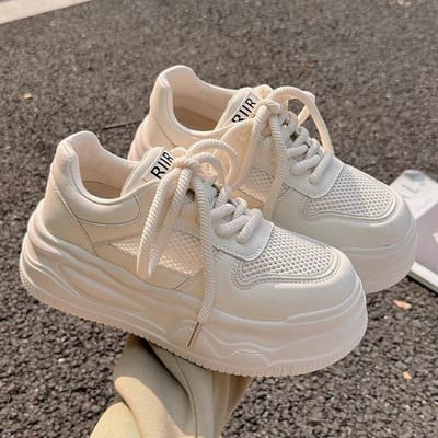 Leren Kleine Witte Schoenen Dames Lente Nieuwe Dames Platform Comfortabele Eenvoudige Boardschoenen Casual Veelzijdig Kleurafstemming Damesschoenen 40 wit