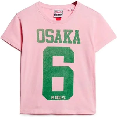 Superdry - Osaka 6 90s T-shirt met kusprint - Dames - T-shirts