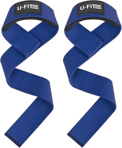 U Fit One Lifting Straps - Deadlift Straps - Padded Straps - Bodybuilding - Gewichtshef - Powerlifting - Wrist Wraps - Blauw