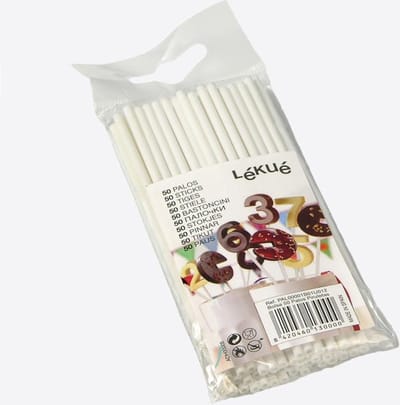 Lékué 50 stokjes voor lollypops uit kunststof wit 12cm