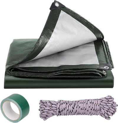 Waterdichte tarp van 2 x 3 m in groen/zilver, 180 g/m², ideaal voor bescherming en campinggebruik