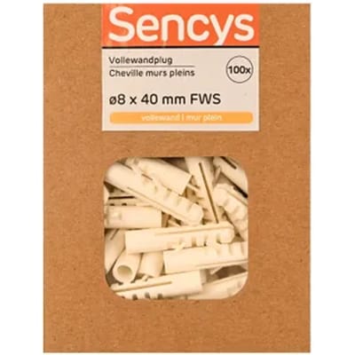 Sencys Plug Voor Volle Wand Nylon - Diam. 8x40mm - 100 Stuks