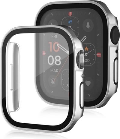 By Qubix - Hard case 41mm - Zilver - Geschikt voor Apple Watch 41mm hoesje - screenprotector - Bescherming iWatch - Bescherm hoesje