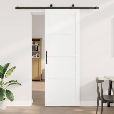 vidaXL - Schuifdeur - Wit - en - zwart - 83 - x - 232 - cm - Massief - grenenhout