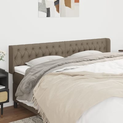 vidaXL - Hoofdbord - met - randen - 183x16x78/88 - cm - stof - taupe
