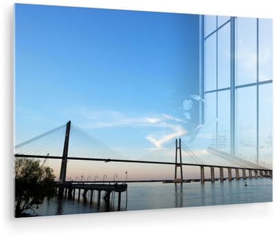 ® Glasschilderij 180x120 cm - Schilderij acrylglas - Een heldere lucht boven de Parana in Rosario - Foto op glas - Muurdecoratie woonkamer - Wanddecoratie slaapkamer - Schilderijen