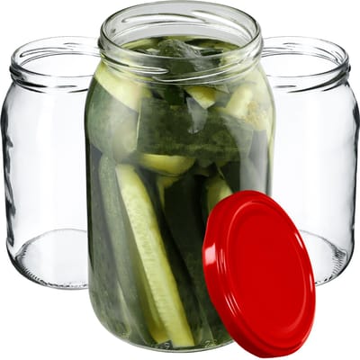 KADAX Weckpotten, 900 ml, inmaakpot voor inmaakpotten voor schroefdeksel, inmaakpot, bruikbaar als jampot, voorraadpot, conservenglas (8 stuks, rood)