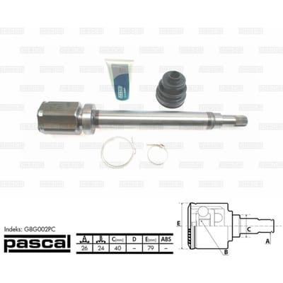 Homokineet reparatie set, aandrijfas PASCAL G8G002PC Rechts