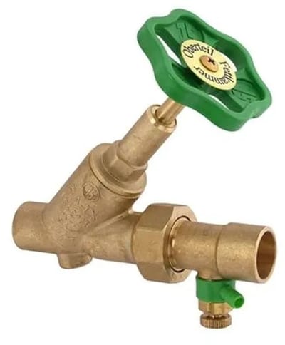 JS Vrijstroomventiel, met soldeeraansluiting, met aftapkraan (in de schroefverbinding) in de uitgang, met stijgende spindel, DN20, soldeerdiameter 22mm, DVGW gekeurd, 0015452200001