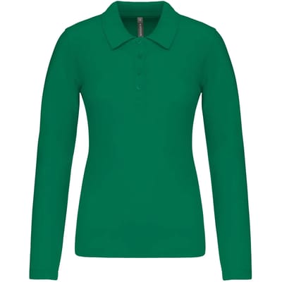 Kariban Piqué-damespolo lange mouwen K257 - Kelly Green - S