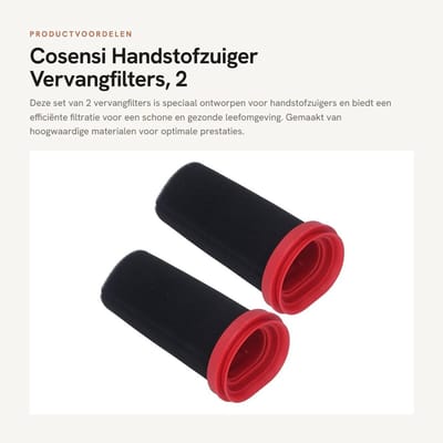 Dailygoods- Filter Hoge Efficiëntie - Vervangingsfilter 2 Pack - Handstofzuiger Onderdelen - Geschikt voor BBH3Z0025 - ABS Materiaal - Vermindert Stof en Pollen - Stofzuigerfilter