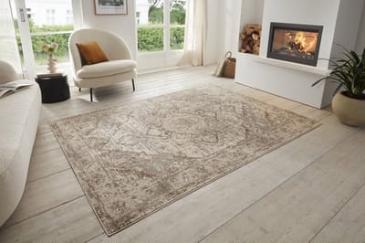 Flycarpets Terrain Designer Laagpolig vloerkleed - Crème / Bruin - 80x200 cm