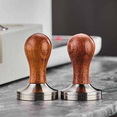 Koffiepers Tool - Espresso Handvat - Restaurants Keuken - Roestvrij Staal Interface - 51mm Diameter - Bruin Rood