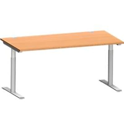 Schäfer Shop Genius bureau MODENA FLEX, T-poot ronde buis, B 1600 x D 800 mm, beuken/wit aluminium