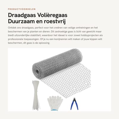 Dailygoods- Draadgaas 40 cm x 10 m - Zeshoekig Vlechtwerk - Kippengaas - Konijnengaas - Draadomheining - Roestvrij en Duurzaam - Gaas