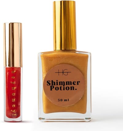 HG AESTHETIC Summer Shine Set – HeyHoney Lip Oil 10 ml + Elixir Shine Dry Oil 50 ml – Hydraterende Duo voor Stralende Lippen & Huid (Gold Shine + Watermelon Tint) - cadeautje vrouw