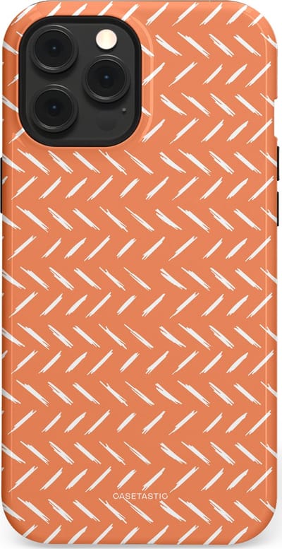 Casetastic hoesje geschikt voor Apple iPhone 12 Pro Max - MagSafe - Dubbellaagse bescherming - Oranje Witte Nederland Cross Patroon - Fashion Case - Terracotta Zand