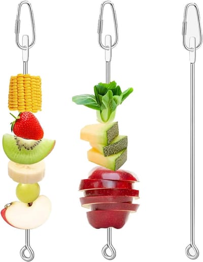 3Pcs Parrot Fruit Vegetable Skewer Bird Food Holder Small Animal Fruit Vegetable Holder Stainless Steel Bird Parrot Skewer for Parakeet Budgie Conure Macaw