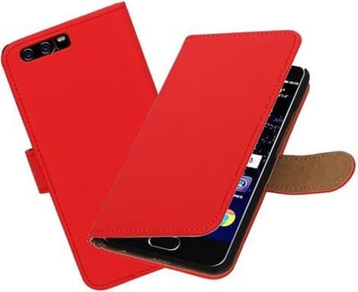 BestCases.nl Rood Effen booktype wallet cover hoesje Huawei P10