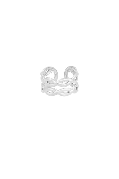 Yehwang Layered- Ring - One Size - Verstelbaar in maat - Stainless steel - Zilverkleurig