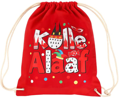 Dailygoods- Gymtas Kölle Alaaf - Rugzak Dames/Heren - Duurzaam 99% Katoen - Ruim met Diepe Zakken - Hoogwaardige Touwen - Cadeau voor Carnaval