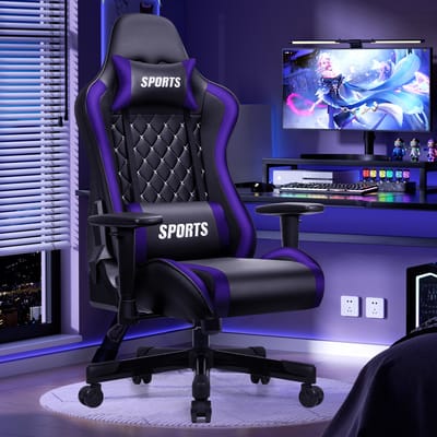 Hiaonyx gamestoel - gaming stoel met 170° verstelbare rugleuning - In hoogte verstelbare armleuningen Game Stoel - Maximale Belastbaarheid 150kg - Paars