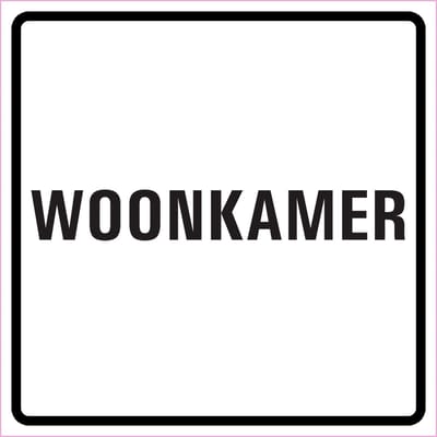 Woonkamer sticker, wit zwart 100 x 100 mm