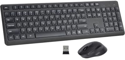 Draadloze Toetsenbord- en Muiscombinatie voor Windows en Mac - Ergonomisch, Volledige Grootte, Lange Batterijduur, Stille Toetsen