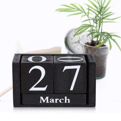 Dailygoods- Kalender Houten Bureaubladkalender - Vintage Design - 9,4x5,2x4,1 cm - Decoratie - Thuis/Kantoor - 100% Nieuw