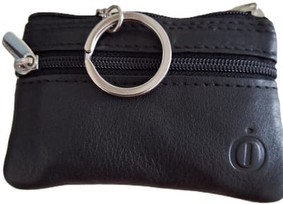 Oi zwart leren Sleuteletui small /2 stuks / klein sleutelbeursje / sleutelhoesje 3 ritjes / soepel kleingeld buideltje met sleutelring / zwart leer / 665
