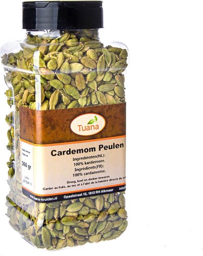 Tuana Kruiden - Kardemom Peulen Groen - Strooibus 350 Gram - Tuanashop - GP-K-0008