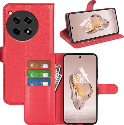 MobyDefend Hoesje - Geschikt voor OnePlus 12R - Kunstleren Wallet Book Case (Sluiting Voorkant) - Rood