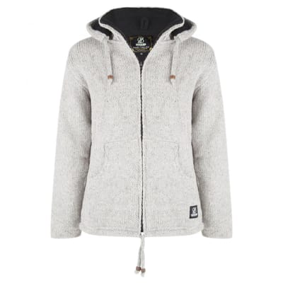 Gebreid Wollen Heren/Uni Vest van Schapenwol met Polyester Fleece voering en afneembare capuchon - SHAKALOHA - M Flash Ziphood XL