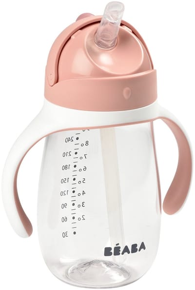 Béaba Drinkbeker - Rietjesbeker 300 ml - Lekvrij - Verwijderbare Handvatten - Vanaf 8 maanden - Roze