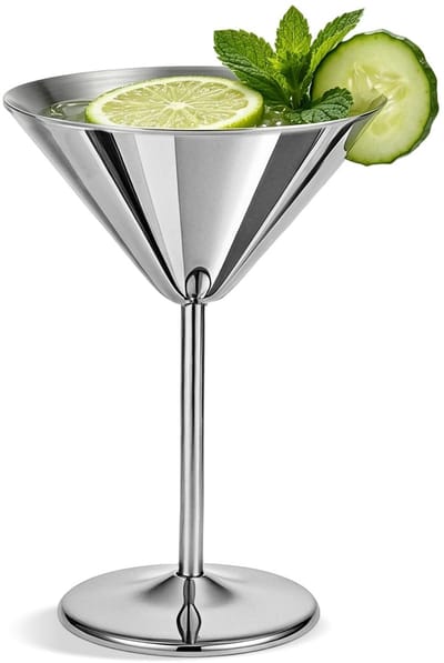 Dailygoods- Martini Glazen Onbreekbaar - Roestvrij Staal - Cocktail Glazen - 240 ml - Elegante Ontwerp - Geschikt voor Feest - Cocktailglazen