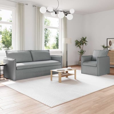 vidaXL Bankstel 2 pcs Lichtgrijs 196 x 82 x 85 cm Stof