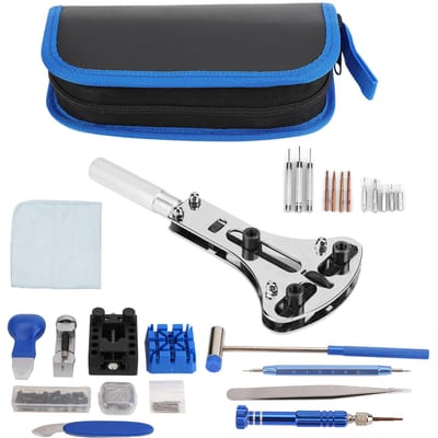 Horlogereparatieset Complete Gereedschappen Afstelling Draagbaar Professioneel Veerstaafgereedschapsset met Opbergruimte black