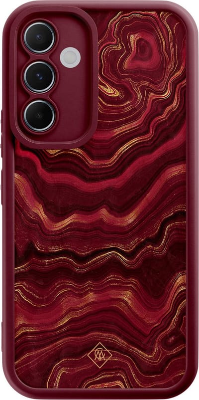Casimoda® hoesje - Geschikt voor Samsung Galaxy A55 - Agate Rood - Zwart TPU Backcover - Marmer - Rood